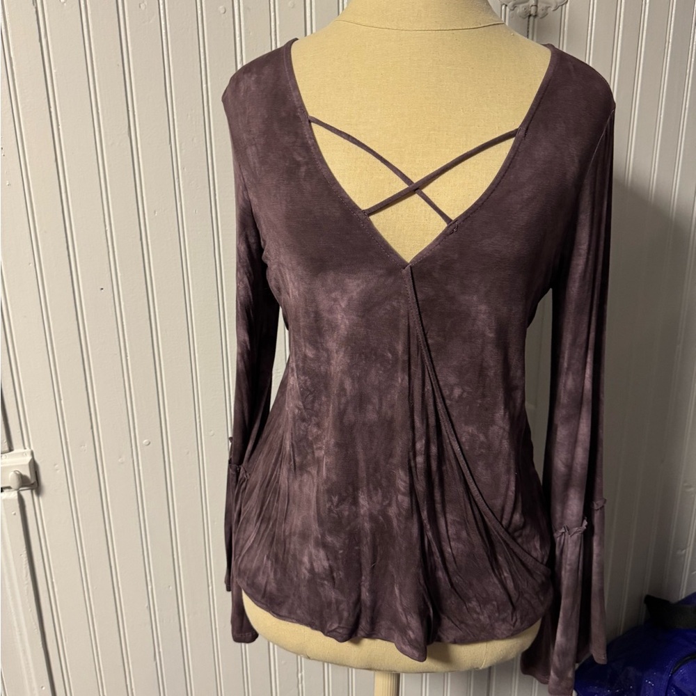 American Eagle Outfitters Deep Purple Long Sleeve Top